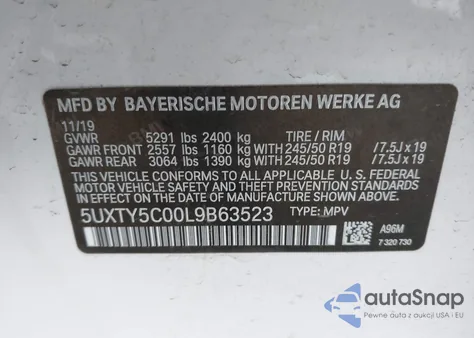 2020 BMW X3 xDrive30I from USA, damaged, VIN 5UXTY5C00L9B63523